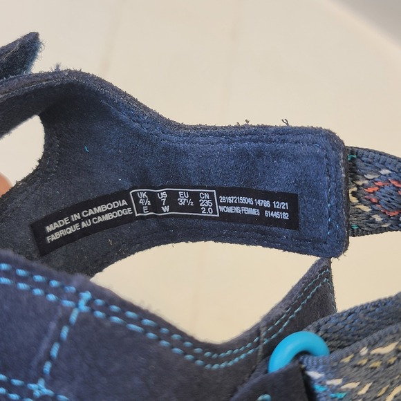 Clarks Flats Sandal Shoes Amanda Sprint Blue Suede Comfort Sporty Strap - Picture 11 of 14